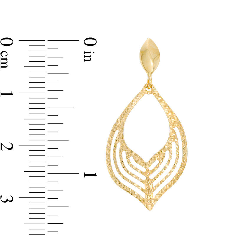 Main Image 2 of Made in Italy Diamond-Cut Open Flame Drop Earrings in 10K Gold