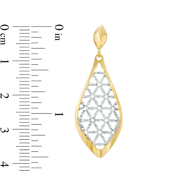 Made in Italy Diamond-Cut Lattice Drop Earrings in 10K Two-Tone Gold