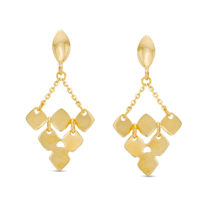 Main Image 1 of Made in Italy Square Triangle Drop Earrings in 10K Gold