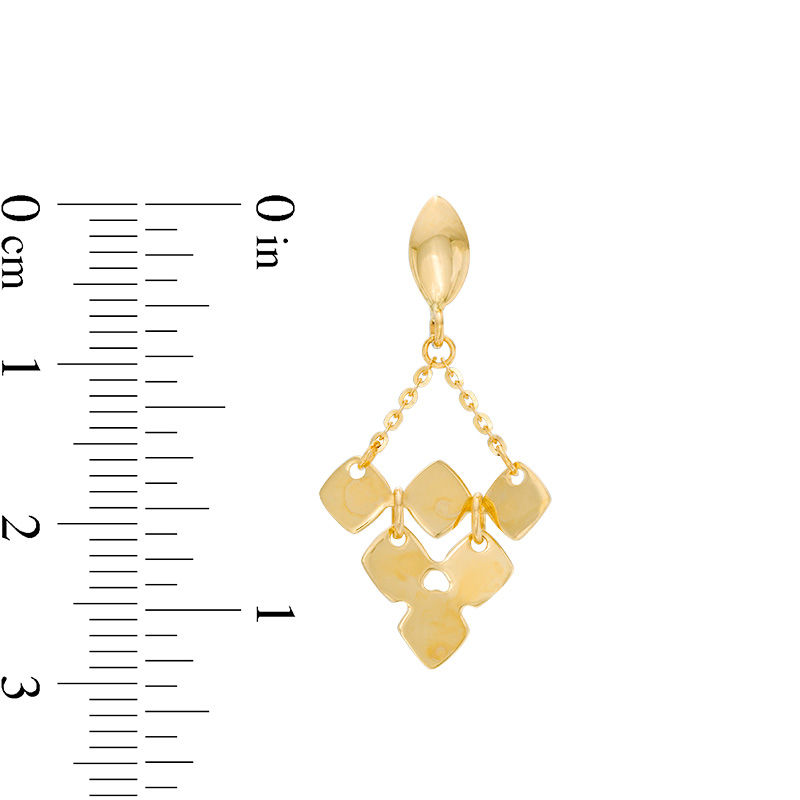 Main Image 2 of Made in Italy Square Triangle Drop Earrings in 10K Gold