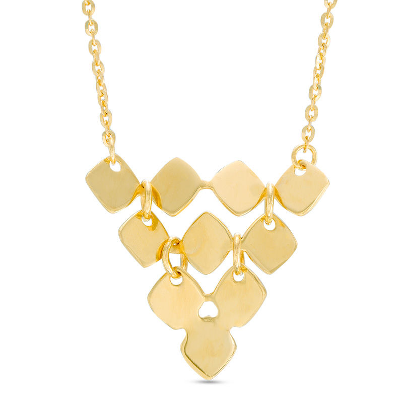 Main Image 1 of Made in Italy Triangle Dangle Necklace in 10K Gold - 19"