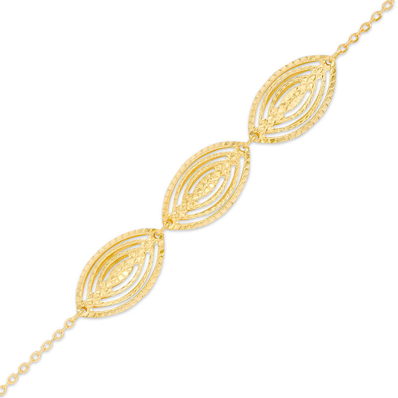 Made in Italy Diamond-Cut Triple Marquise Bracelet in 10K Gold - 8.0"