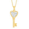 Thumbnail Image 1 of Made in Italy Diamond-Cut Lattice Heart-Top Key Pendant in 10K Two-Tone Gold