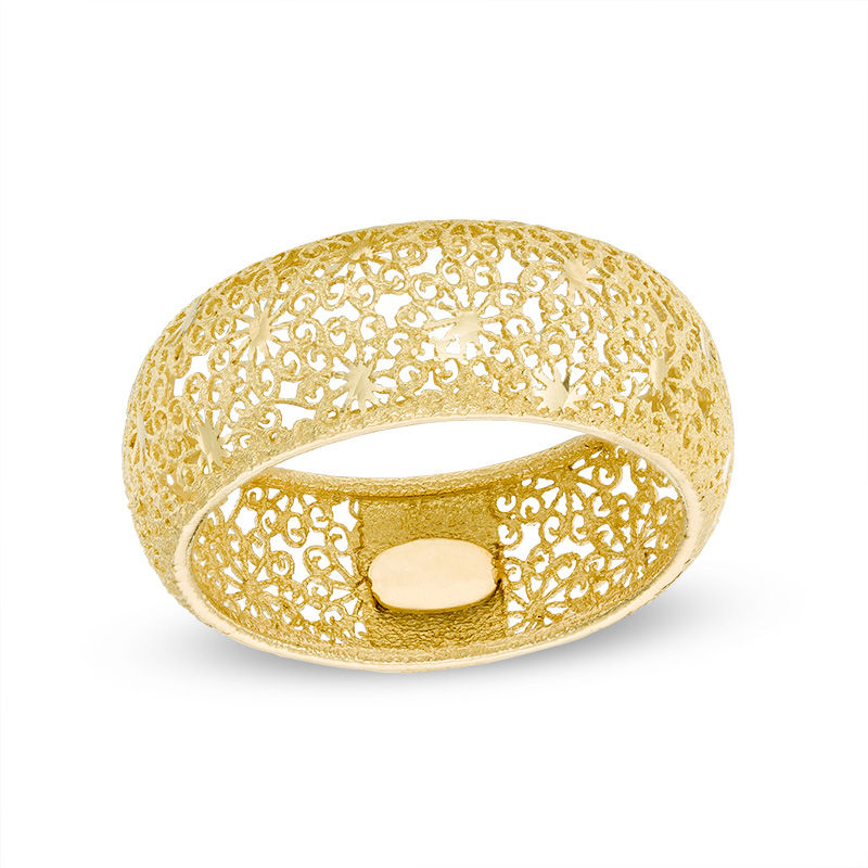 Main Image 1 of Made in Italy Diamond-Cut Filigree Dome Band in 10K Gold