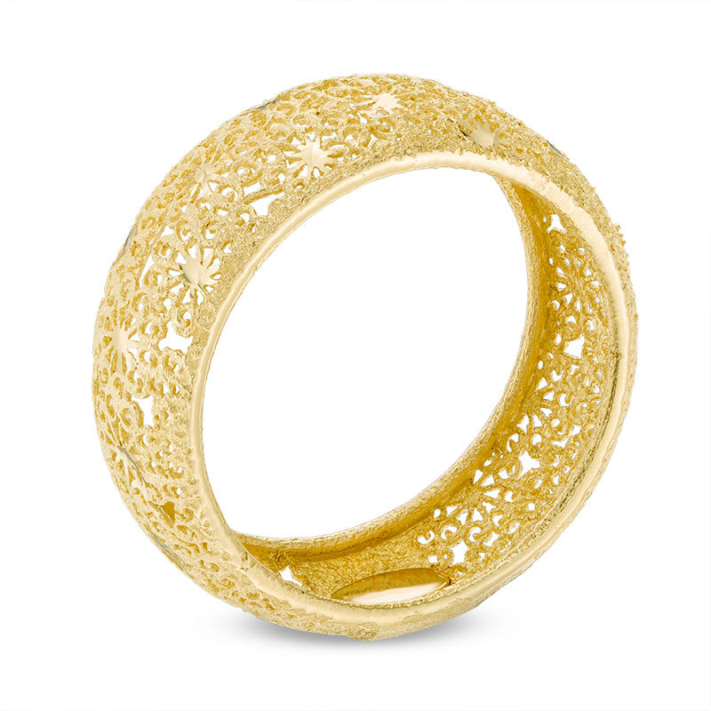 Main Image 2 of Made in Italy Diamond-Cut Filigree Dome Band in 10K Gold