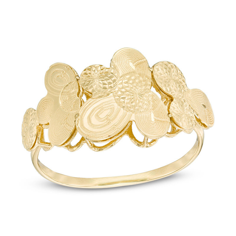 Main Image 1 of Made in Italy Textured Coin Cluster Ring in 10K Gold