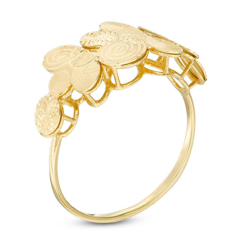 Main Image 2 of Made in Italy Textured Coin Cluster Ring in 10K Gold