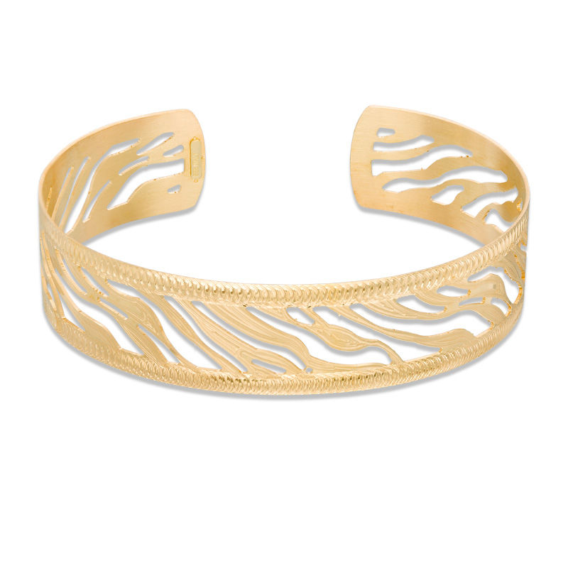 Main Image 1 of Made in Italy Textured Zebra Pattern Cuff in 10K Gold