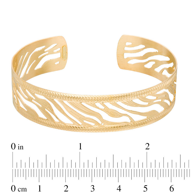 Main Image 2 of Made in Italy Textured Zebra Pattern Cuff in 10K Gold