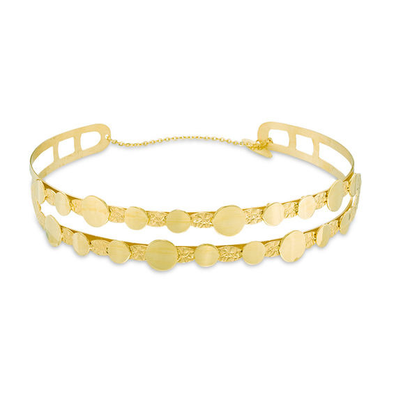 Made in Italy Textured Double Row Coin Bangle in 10K Gold