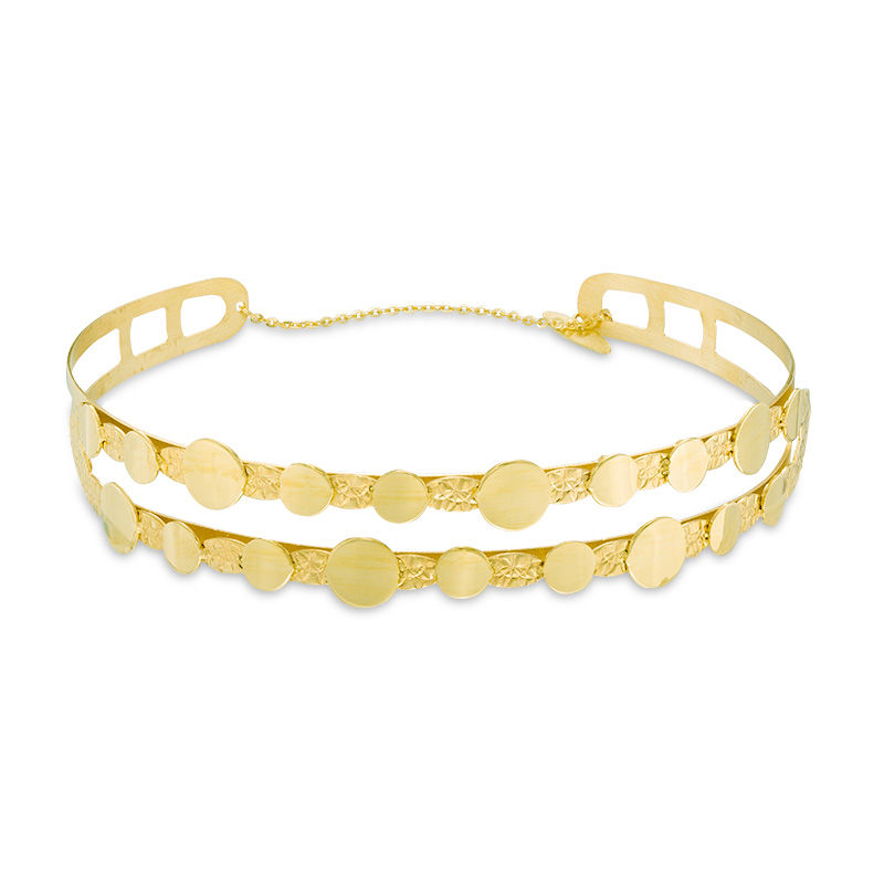 Main Image 1 of Made in Italy Textured Double Row Coin Bangle in 10K Gold