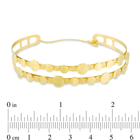Made in Italy Textured Double Row Coin Bangle in 10K Gold