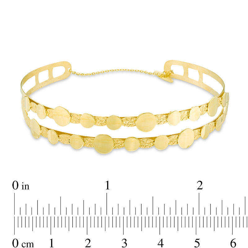 Main Image 2 of Made in Italy Textured Double Row Coin Bangle in 10K Gold