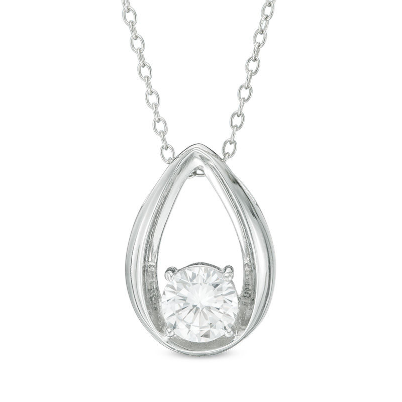 Main Image 1 of 6.0mm Lab-Created White Sapphire Teardrop Pendant in Sterling Silver