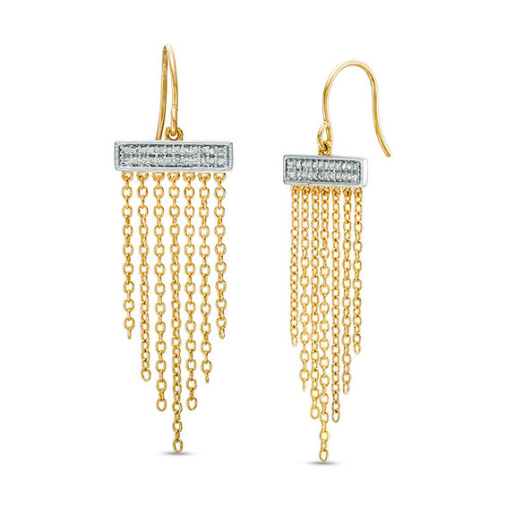 1 5 Ct T W Diamond Chandelier Earrings In Sterling Silver With 14k T W Diamond Chandelier Earrings In Sterling Silver With 14k Gold Plate