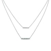 Thumbnail Image 1 of Aquamarine and Diamond Accent Double Strand Bar Necklace in Sterling Silver