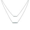 Thumbnail Image 0 of Aquamarine and Diamond Accent Double Strand Bar Necklace in Sterling Silver