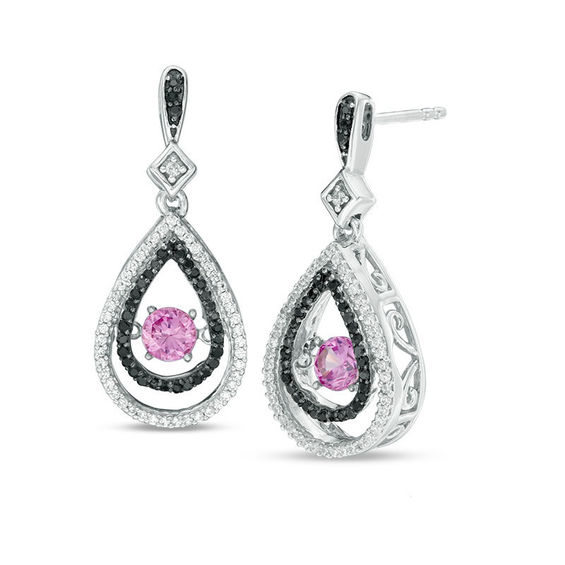 Unstoppable Love™ Lab-Created Pink Sapphire and 1/2 CT. T.W. Diamond Teardrop Earrings in Sterling Silver Unstoppable Love™ Lab-Created Pink Sapphire and 1/2 CT. T.W. Diamond Teardrop Earrings in Sterling Silver