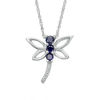 Thumbnail Image 0 of Lab-Created Blue Sapphire Beaded Dragonfly Pendant in Sterling Silver
