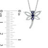 Thumbnail Image 1 of Lab-Created Blue Sapphire Beaded Dragonfly Pendant in Sterling Silver