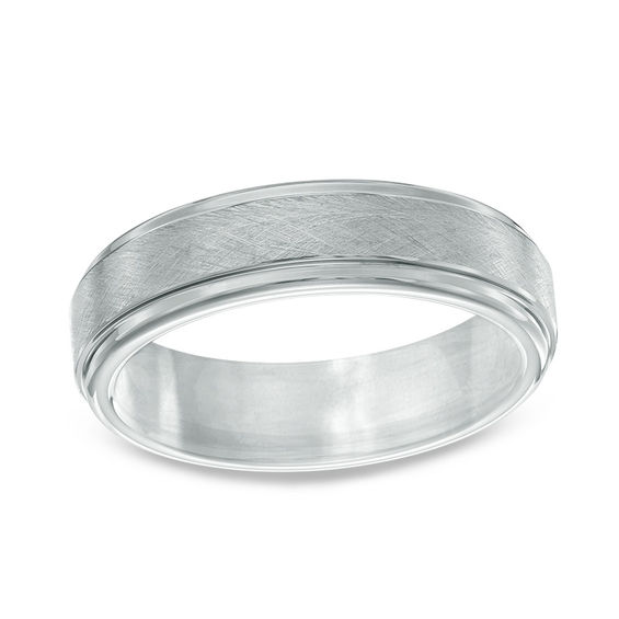 6.0mm Satin Step Wedding Band in Tantalum - Size 10