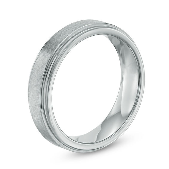 6.0mm Satin Step Wedding Band in Tantalum - Size 10