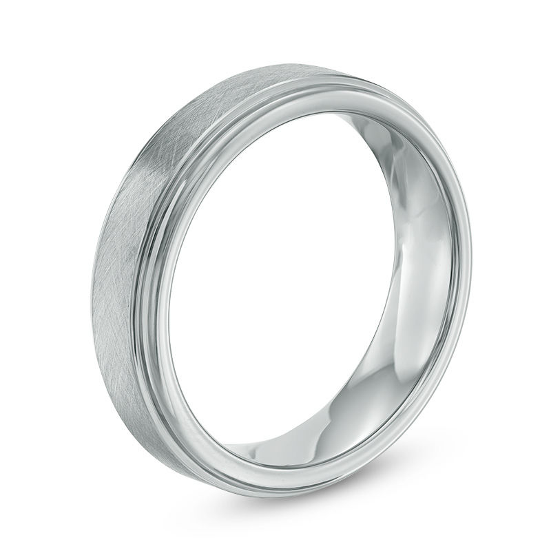 Main Image 2 of Men's 6.0mm Satin Step Wedding Band in Tantalum - Size 10
