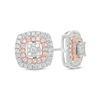 Thumbnail Image 0 of 1/2 CT. T. W. Composite Diamond Double Cushion Frame Stud Earrings in 10K Two-Tone Gold