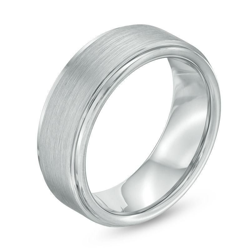 Men's 8.0mm Satin Comfort Fit Wedding Band in Tantalum - Size 10