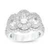 Thumbnail Image 1 of 3 CT. T.W. Oval Certified Diamond Double Frame Past Present Future® Engagement Ring in 14K White Gold
