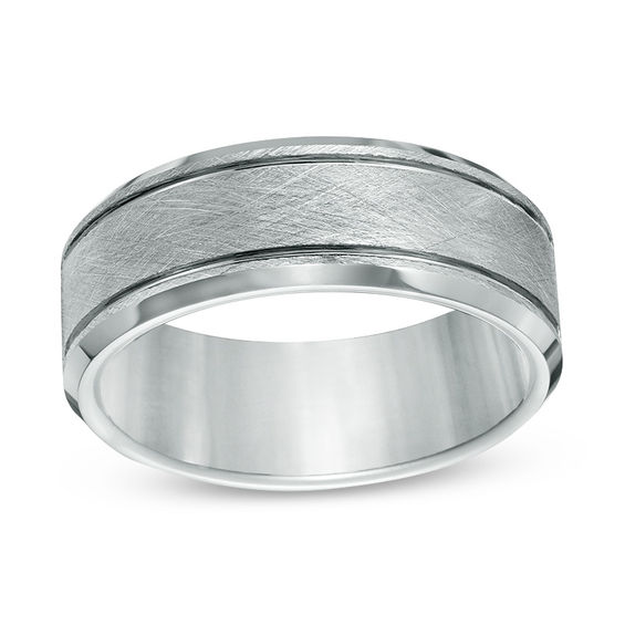 8.0mm Etched Comfort Fit Wedding Band in Tantalum - Size 10