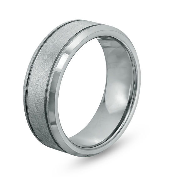 8.0mm Etched Comfort Fit Wedding Band in Tantalum - Size 10
