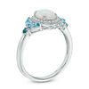 Thumbnail Image 2 of Oval Lab-Created Opal and White Sapphire Frame with London and Swiss Blue Topaz Ring in Sterling Silver