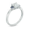 Thumbnail Image 2 of 6.0mm Cushion-Cut Lab-Created White and Blue Sapphire Ring in Sterling Silver