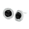Thumbnail Image 0 of 8.0mm Faceted Onyx and White Topaz Overlay Frame Stud Earrings in Sterling Silver