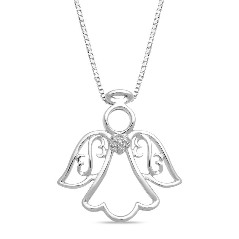 Main Image 1 of Open Hearts by Jane Seymour™ Diamond Accent Angel Pendant in Sterling Silver