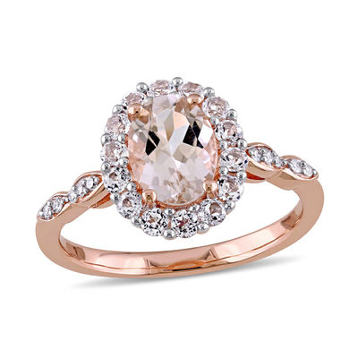 Love Heart Elegant Jewelry Garnet & Morganite & White Topaz Silver Wedding Ring 