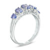 Thumbnail Image 1 of Oval Tanzanite and Diamond Accent Five Stone Ring in Sterling Silver