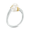 Thumbnail Image 2 of 6.0-7.0mm Freshwater Cultured Pearl and Diamond Accent Collar Bypass Ring in Sterling Silver and 14K Gold
