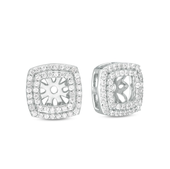 3/8 CT. T.w. Diamond Tilted Square Frame Earring Jackets in 10K White Gold