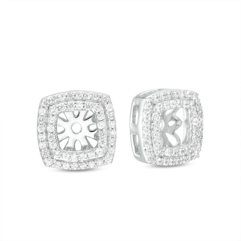 3/8 CT. T.W. Diamond Tilted Square Frame Earring Jackets in 10K White Gold