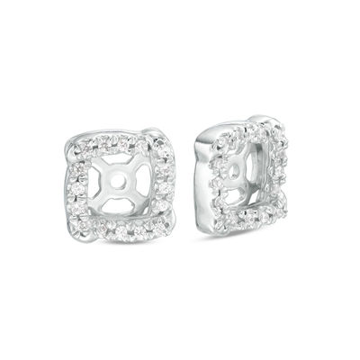 1 4 Ct T W Diamond Curved Edge Square Frame Earring Jackets In 10k White Gold 1 4 Ct T W Diamond Curved Edge Square Frame Earring Jackets In 10k White Gold