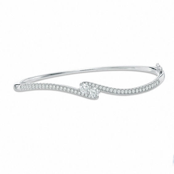 Ever UsÂ® 1 CT. T.w. Two-Stone Diamond Bypass Bangle in 14K White Gold