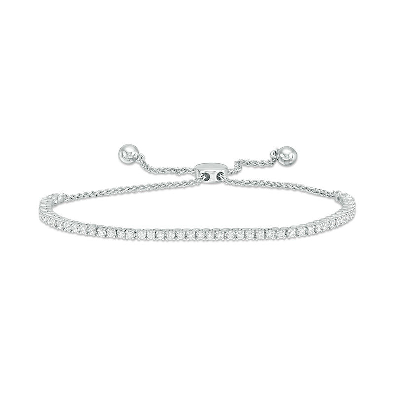 1 CT. T.W. Diamond Tennis Bolo Bracelet in 10K White Gold - 9.5"