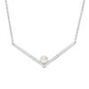Thumbnail Image 1 of 5.0-5.5mm Freshwater Cultured Pearl and Lab-Created White Sapphire Chevron Necklace in Sterling Silver
