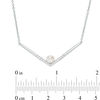 Thumbnail Image 1 of 5.0-5.5mm Cultured Freshwater Pearl and Lab-Created White Sapphire Chevron Necklace in Sterling Silver