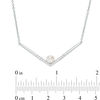 Thumbnail Image 2 of 5.0-5.5mm Freshwater Cultured Pearl and Lab-Created White Sapphire Chevron Necklace in Sterling Silver