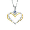 Thumbnail Image 1 of The Kindred Heart from Vera Wang Love Collection Diamond and Blue Sapphire Pendant in Sterling Silver and 14K Gold - 19"
