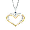 Thumbnail Image 2 of The Kindred Heart from Vera Wang Love Collection Diamond and Blue Sapphire Pendant in Sterling Silver and 14K Gold - 19"