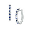 Thumbnail Image 1 of Vera Wang Love Collection 1/8 CT. T.W. Diamond and Blue Sapphire Alternating Hoop Earrings in Sterling Silver